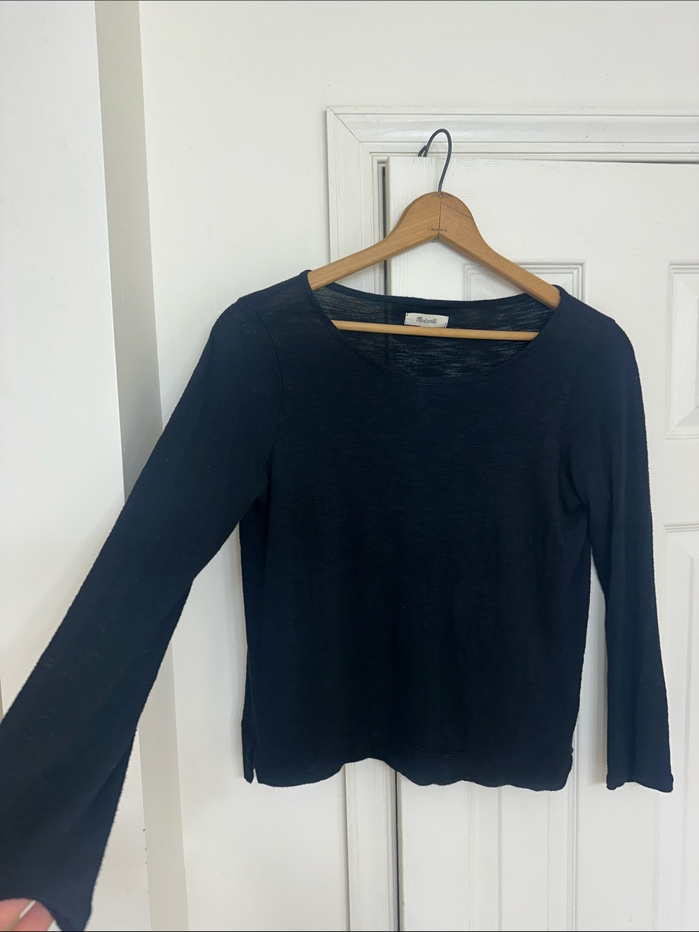 Madewell Black Long Sleeve Scoop Neck Top